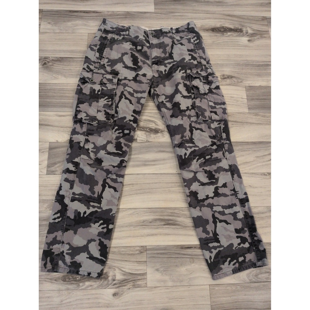 Levi Strauss Men's Gray Black Camo Cargo Pants Fit 32x29 Military Utility Y2K